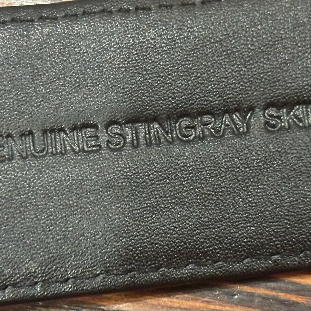 Vintage El General Genuine Sting Ray Skin Buckle Front Belt Sz 38